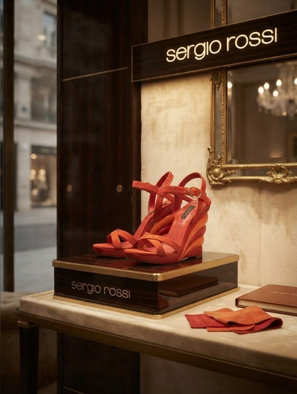 Sergio Rossi Unique Haute Couture Sunset Wedge Sandals 🧡
